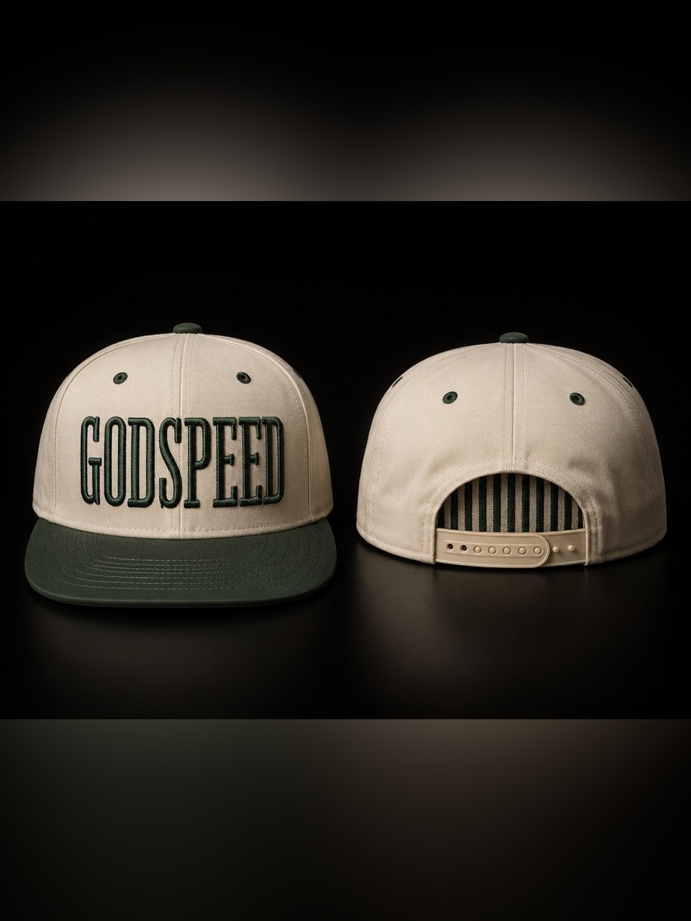 🆕 Godspeed Cream & Forest Green Adjustable Snapback Baseball Hat - Picture 2 of 2